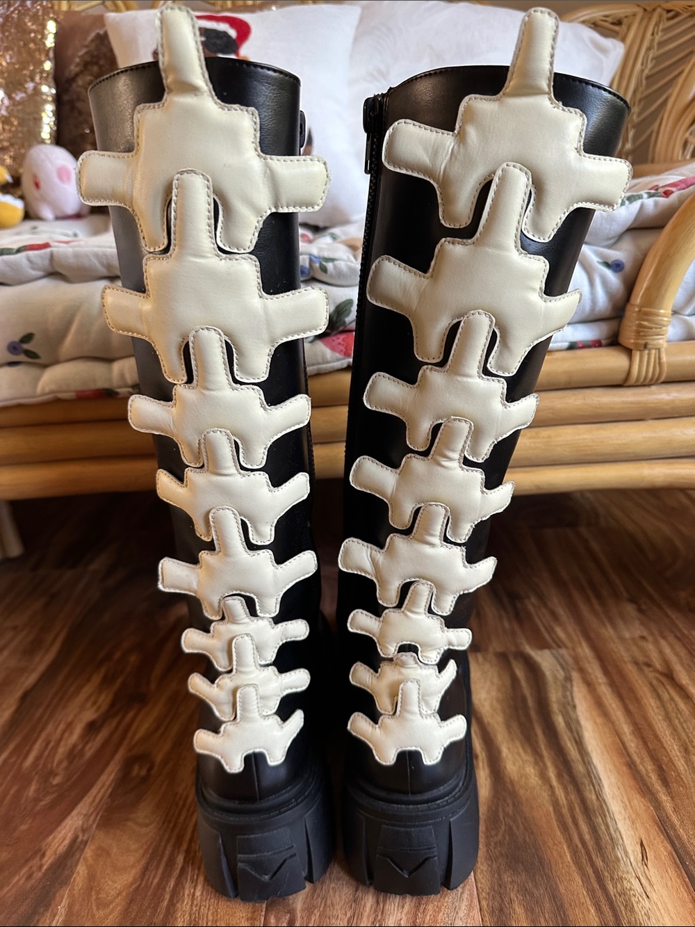 Dolls Kill Halloween Skeleton Knee High Boots Women’s Size 8